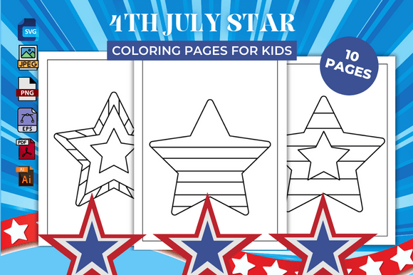 4th July Star Coloring Pages for KDP Success