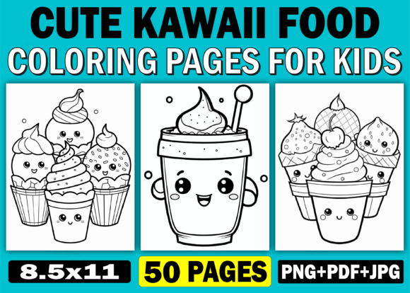 Cute Kawaii Food Coloring Pages for Kids