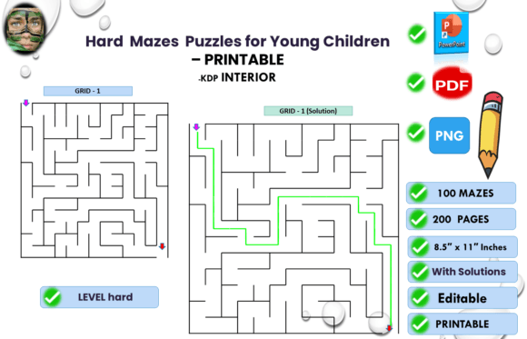 Hard Mazes Puzzles for Young Children as a Ready-Made KDP Interior Asset