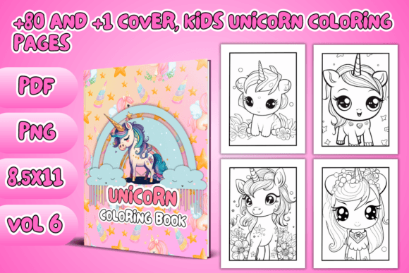 Unicorn Coloring Pages for Kids VOL 6